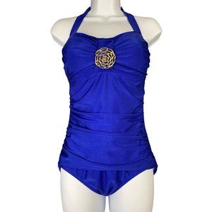 Swim by Chuck Handy Blue Bandeau Style One Piece Swimsuit Size 10